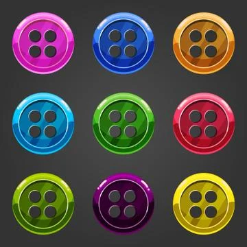 Set of multicolored vector button closing Stock Illustration