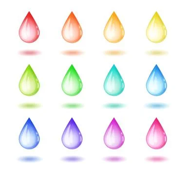 Set of multicolored water drops vector icons isolated on white background イラスト素材