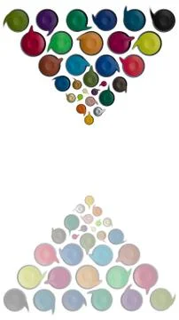 Set of multicolored watercolors in triangle shape on top,translucent reflection Stock Photos