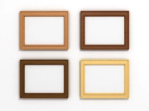 Set of multicolored wooden horizontal frames of different sizes on a white Stock Illustration