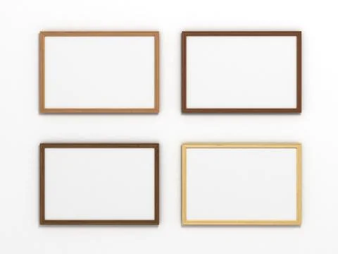 Set of multicolored wooden horizontal frames of different sizes on a white .. Stock Illustration