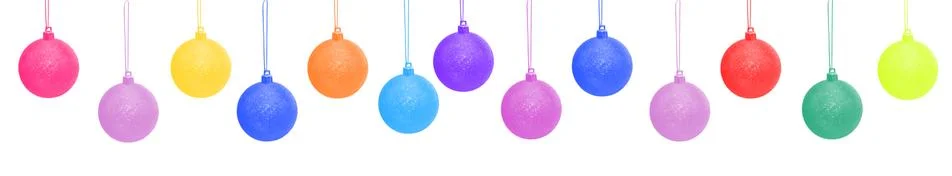 Set  multicolour border balls for web design Christmas tree  isolated white Illustrazione stock
