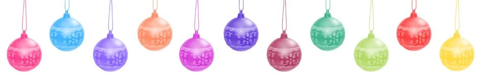Set  multicolour border balls for web design Christmas tree  isolated white Illustrazione stock