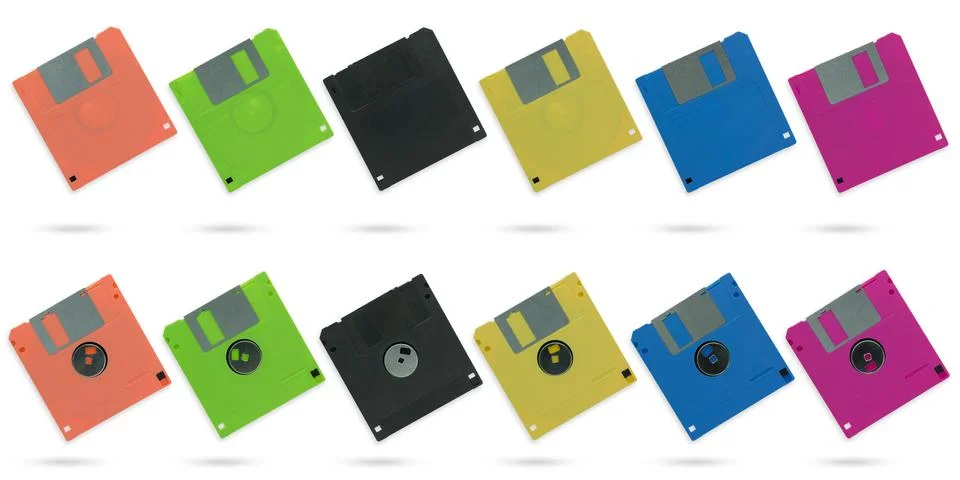 Set of multicolour diskette. Stock Photos