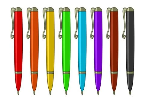 Set of multicoloured pens Stock Illustration
