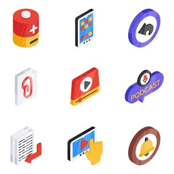 Set of Multimedia Flat Icons 스톡 일러스트