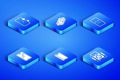 Set Multimeter, Glass screen protector, Mobile with broken, and Dead mobile icon Stock Illustration