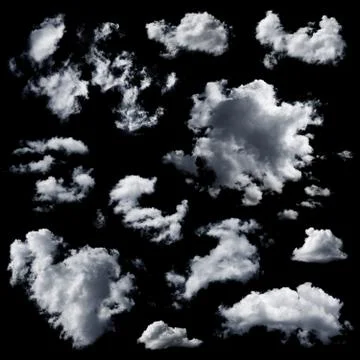 Set of multiple clouds isolated Stock Photos