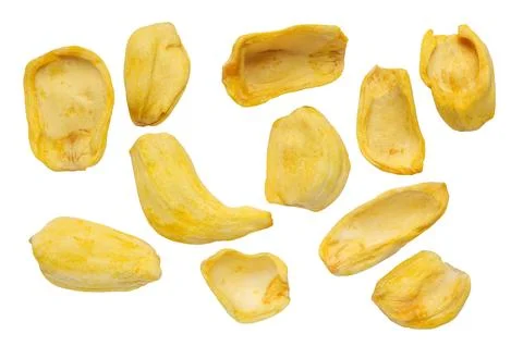 Set of multiple different dried jackfruit chips Stock Photos