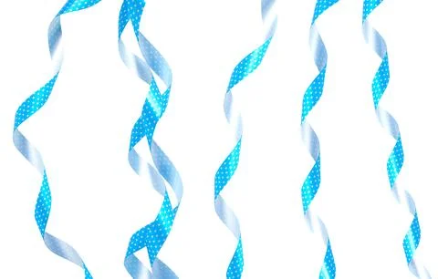 Set of multiple different light blue ribbon with polka dots Stock Photos
