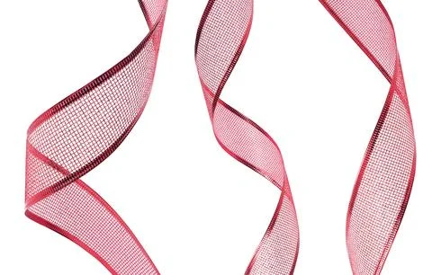 Set of multiple different Red ribbon with glitter Stock Photos