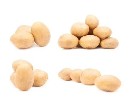 Set of multiple potatoes compositions Stock Photos