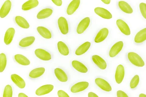 Set of multiple single green grapes isolated over the white background Stock Photos