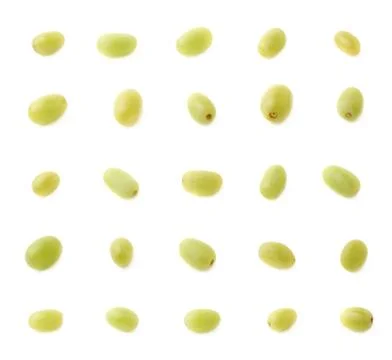 Set of multiple single white grapes Stock Photos
