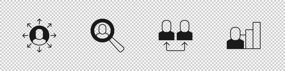 Set Multitasking manager working, Magnifying glass for search job, Exchange and イラスト素材
