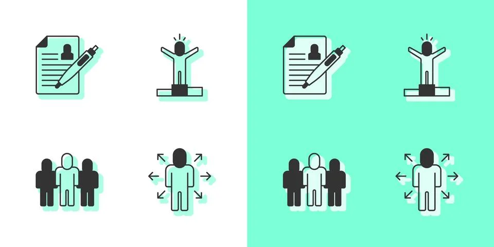 Set Multitasking manager working, Resume, Project team base and Productive .. Stock Illustration