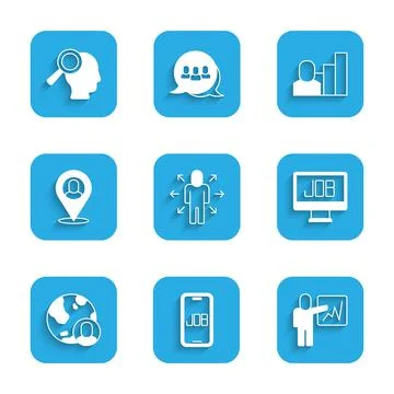 Set Multitasking manager working, Search job, Leader of team of executives Stock Illustration