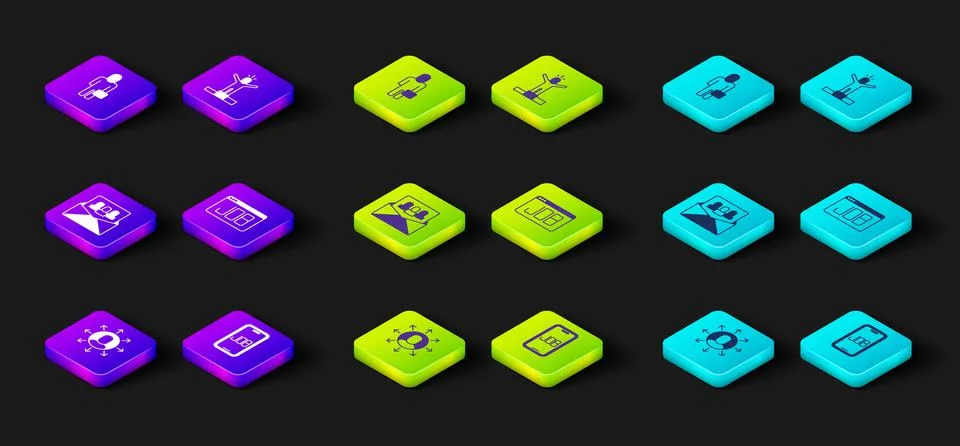 Set Multitasking manager working, Search job, Project team base, Productive Stock Illustration