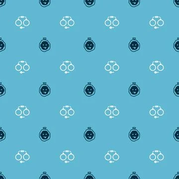 Set Murder and Handcuffs on seamless pattern. Vector Stock Illustration