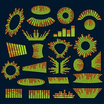 Set of music equalizer digital vector design elements Stock Illustration