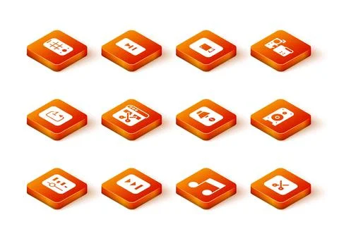 Set Music equalizer, Fast forward, Repeat track music player, Video recorde.. Stock Illustration