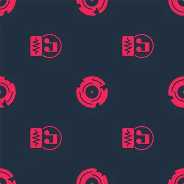 Set Music note, tone and Vinyl disk on seamless pattern. Vector Stock Illustration