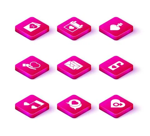 Set Music note, tone with hearts, Heart in speech bubble, hand, Envelope Stock Illustration