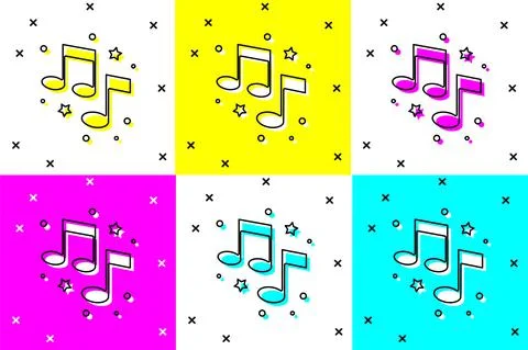 Set Music note, tone icon isolated on color background. Vector イラスト素材