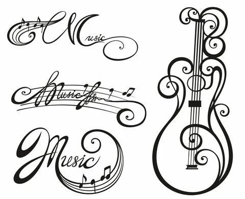 Set of music notes and treble clef. Vector llustration. Illustrazione stock