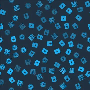 Set Music player, Play button, Speaker mute and Prohibition no video recording Stock Illustration