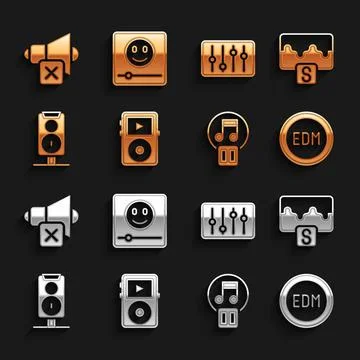 Set Music player, wave equalizer, EDM electronic dance music, Pause button イラスト素材