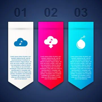 Set Music streaming service, Cloud download music and Bomb ready to explode 库存插图