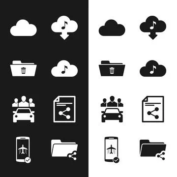 Set Music streaming service, Delete folder, , Cloud download music, Car sharing 스톡 일러스트