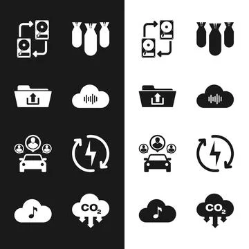 Set Music streaming service, Folder upload, Data exchange with hhd, Aviatio.. Illustrazione stock