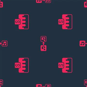 Set Music wave equalizer and note, tone on seamless pattern. Vector イラスト素材