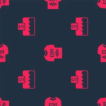 Set Music wave equalizer and T-shirt on seamless pattern. Vector Stockillustratie