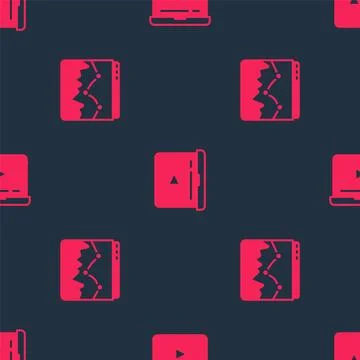 Set Music wave equalizer and Online play video on seamless pattern. Vector 스톡 일러스트