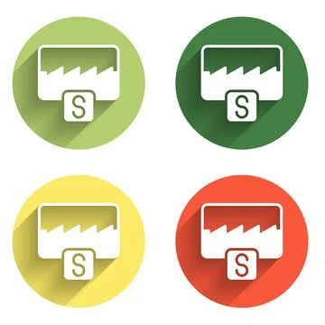 Set Music wave equalizer icon isolated with long shadow background. Sound w.. Stock Illustration