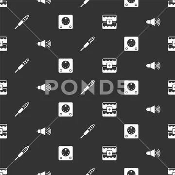 Set Music wave equalizer, Speaker volume, Audio jack and Drum machine ...