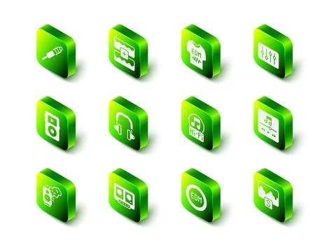 Set Music wave equalizer, T-shirt, Sound mixer controller, player, note, tone Stockillustratie