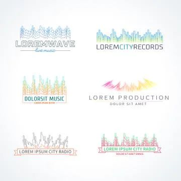 Set of music wave logo vector elements Stock Illustration