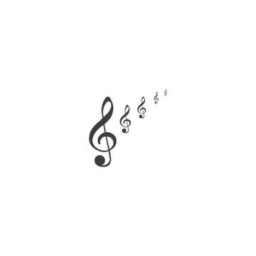 Set of musical design elements, treble clef in swirl with music notes, vector Stock Illustration