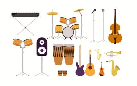 Set of musical instruments icons Stock Illustration