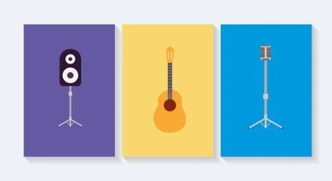 Set of musical instruments icons 스톡 일러스트