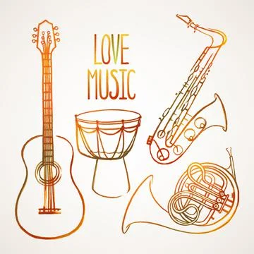 Set of musical instruments Stock Illustration