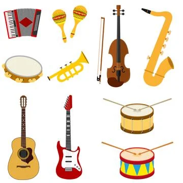 A set of musical instruments Stock Illustration