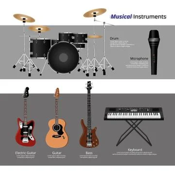 Set of musical instruments Vector Illustration Stock Illustration
