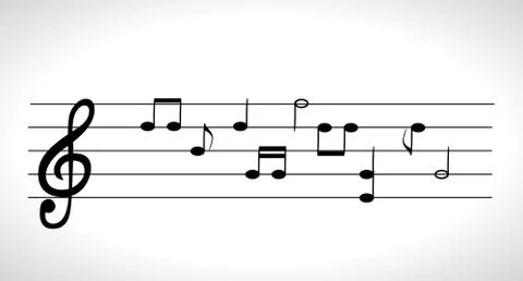 Set of musical notes on five-line clock notation without a featu Stock Illustration