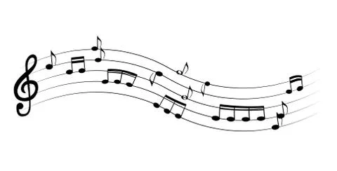 Set of musical notes on five-line clock notation without a featu Stock Illustration