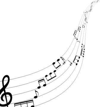Set of musical notes on five-line clock notation without a featu Stock Illustration